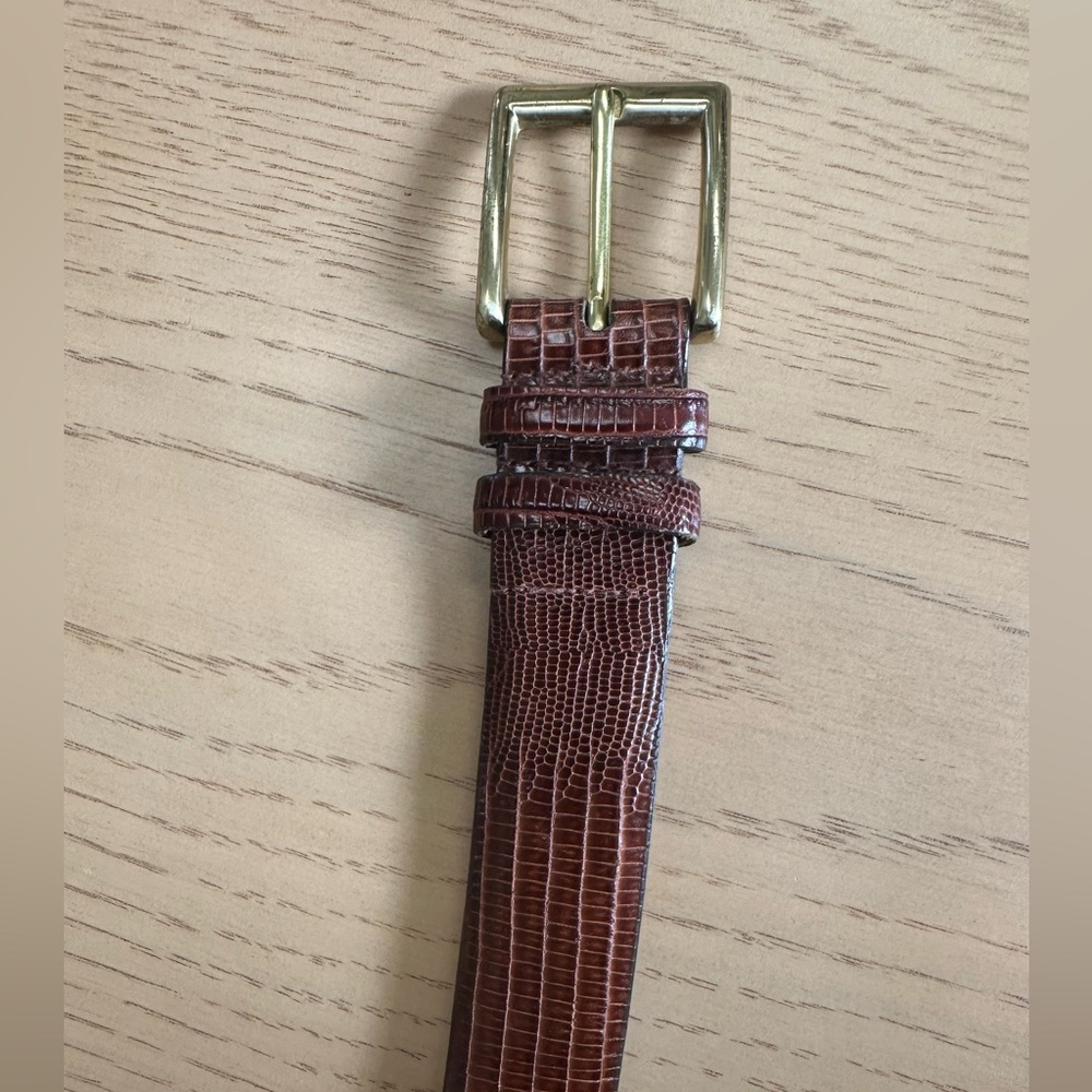Brooks Brothers Men’s Brown Leather Belt With Solid Brass Buckle Size 38 0316 - Picture 3 of 8